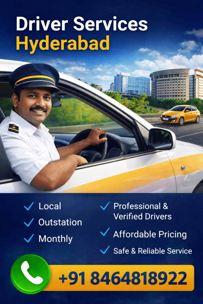 Monthly car driver services in Hyderabad for permanent chauffeurs