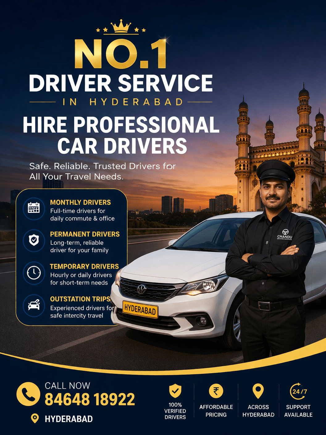 Hire Professional Car Driver Near Me in Hyderabad - Verified Chauffeurs