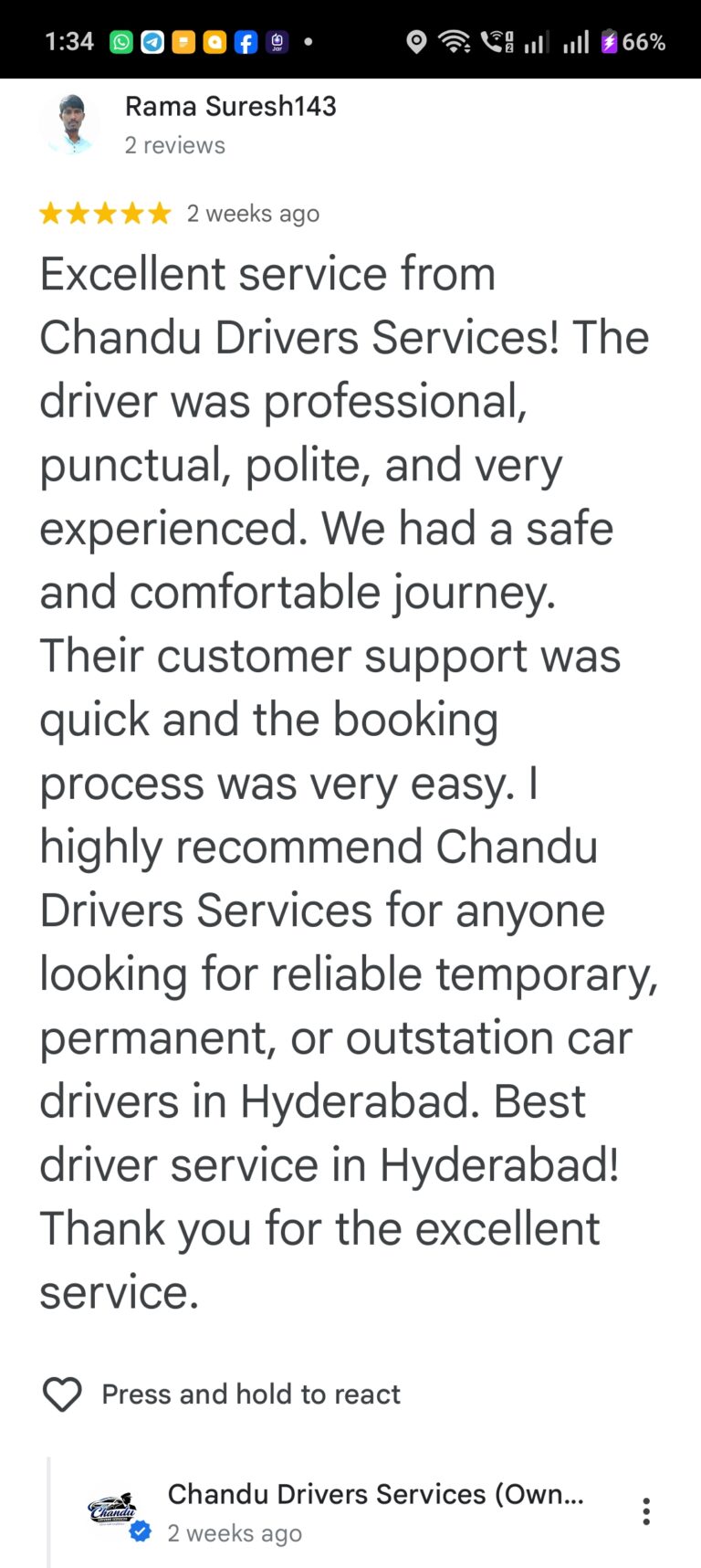 Professional outstation car driver service in Hyderabad - Chandu Drivers Services